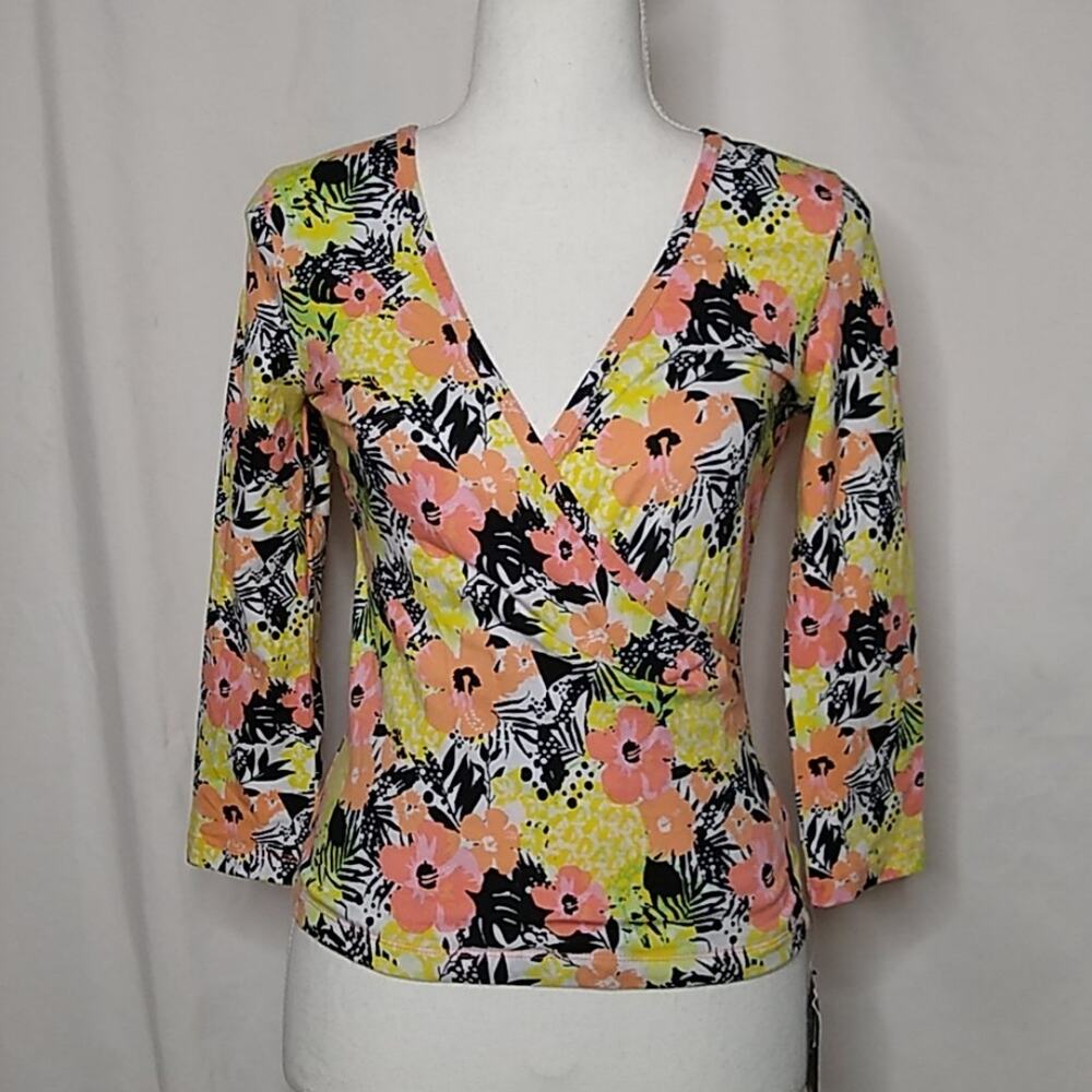 Energie Women's Floral Surplice Top Med